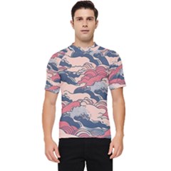 Waves Ocean Sea Water Pattern Rough Seas Digital Art Nature Nautical Men s Short Sleeve Rash Guard