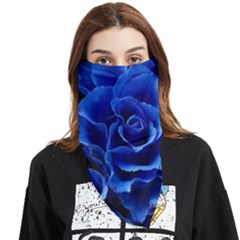 Blue Roses Flowers Plant Romance Blossom Bloom Nature Flora Petals Face Covering Bandana (triangle) by Proyonanggan