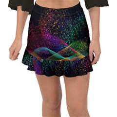 Particles Waves Line Multicoloured Fishtail Mini Chiffon Skirt by Proyonanggan