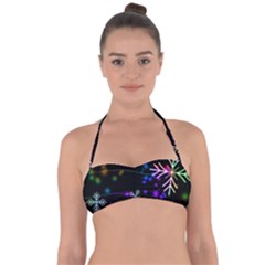 Snowflakes Snow Winter Christmas Tie Back Bikini Top