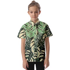 Abstract Art Tropical Leaves Kids  Short Sleeve Shirt by Valentinaart