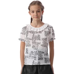 Blackboard Algorithms Black And White Pattern Kids  Frill Chiffon Blouse by dflcprintsclothing