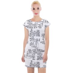 Blackboard Algorithms Black And White Pattern Cap Sleeve Bodycon Dress by dflcprintsclothing