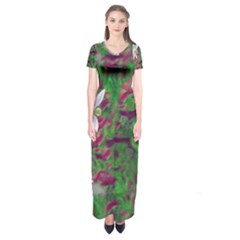 Illustrations Color Cat Flower Abstract Textures Short Sleeve Maxi Dress