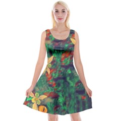 Illustrations Color Cat Flower Abstract Textures Orange Reversible Velvet Sleeveless Dress