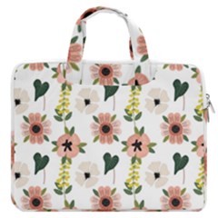 Flower White Pattern Floral Macbook Pro 15  Double Pocket Laptop Bag  by anzea