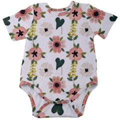 Flower White Pattern Floral Baby Short Sleeve Bodysuit