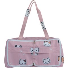 Cute Cat Cartoon Doodle Seamless Pink Pattern Multi Function Bag