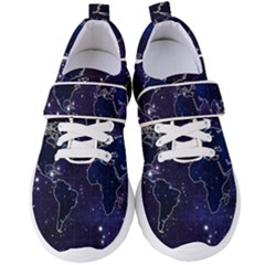 Blue World Map Starry Night Sky World Map Concept Art Women s Velcro Strap Shoes