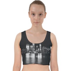 Nyc New York Skyline City Buildings Velvet Racer Back Crop Top