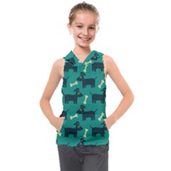 Happy Dogs Animals Pattern Kids  Sleeveless Hoodie