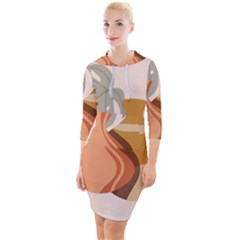 Vases Art Plant Boho Bohemian Quarter Sleeve Hood Bodycon Dress by Perong