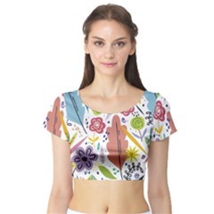 Summer Flowers Spring Background Short Sleeve Crop Top