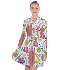 Summer Flowers Spring Background Long Sleeve Panel Dress