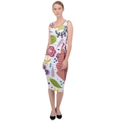 Summer Flowers Spring Background Sleeveless Pencil Dress