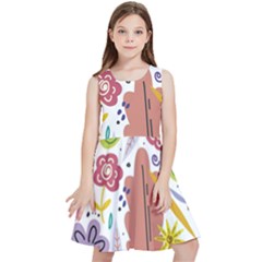 Summer Flowers Spring Background Kids  Skater Dress