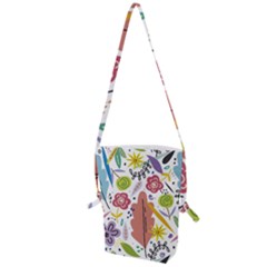 Summer Flowers Spring Background Folding Shoulder Bag