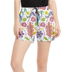 Summer Flowers Spring Background Women s Runner Shorts