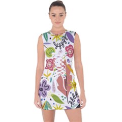 Summer Flowers Spring Background Lace Up Front Bodycon Dress