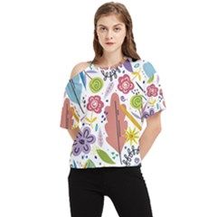 Summer Flowers Spring Background One Shoulder Cut Out T-Shirt