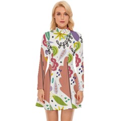 Summer Flowers Spring Background Long Sleeve Velour Longline Dress