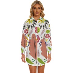 Summer Flowers Spring Background Womens Long Sleeve Shirt Dress