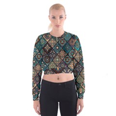 Flower Texture Background Colorful Pattern Cropped Sweatshirt