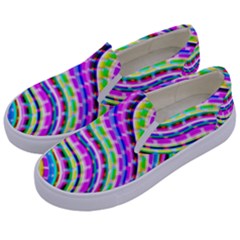 Neon Trippy Swirls Twirls Design Kids  Canvas Slip Ons