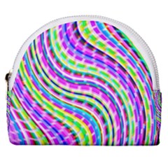 Neon Trippy Swirls Twirls Design Horseshoe Style Canvas Pouch