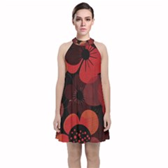 Flower Floral Flora Nature Pattern Background Backdrop Velvet Halter Neckline Dress  by Salmanaz77