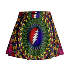 Grateful Dead Bear Pattern Mini Flare Skirt