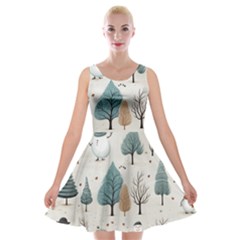 Snowman Snow Christmas Velvet Skater Dress