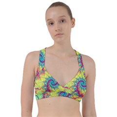 Fractal Spiral Abstract Background Vortex Yellow Sweetheart Sports Bra