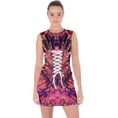 Trippy Garland Lace Up Front Bodycon Dress by MRNStudios