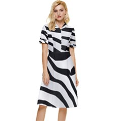 White Tiger Skin Button Top Knee Length Dress