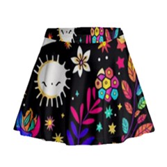 Rainbow Fun Cute Minimal Doodle Mini Flare Skirt