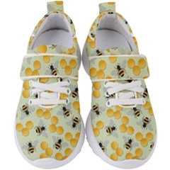 Bees Pattern Honey Bee Bug Honeycomb Honey Beehive Kids  Velcro Strap Shoes