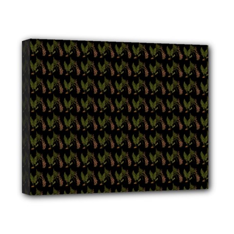 Fern Pattern 2 Black Canvas 10  X 8  (stretched)