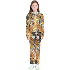 Leaf Yellow Point Flower White Kids  Tracksuit