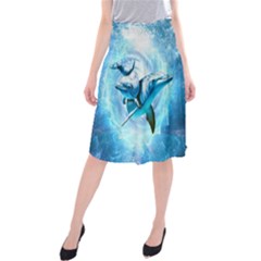 Dolphin Blue Sea Fantasy Midi Beach Skirt