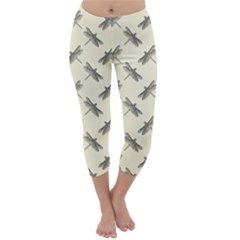 Dragonfy Insect Pattern Capri Winter Leggings 