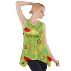 Art Fruits Pattern Side Drop Tank Tunic