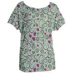 Swirls Foliage Leaves Green Women s Oversized T-shirt