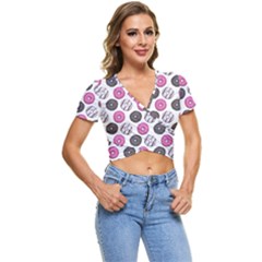 Pattern Seamless Design Decorative Short Sleeve Foldover T-shirt