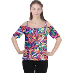 Colorful Candy Texture, Close-up Cutout Shoulder T-shirt