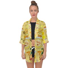 Marillo Pastel Zkt, Aesthetic, Stickers, Yellow Open Front Chiffon Kimono