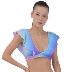 Pastel Rainbow, Color Plunge Frill Sleeve Bikini Top by kyorashop23