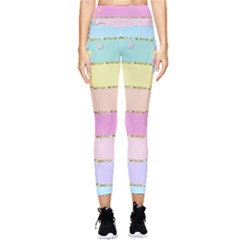 Pastel, Butterfly, Spring, Stripes, Pocket Leggings 