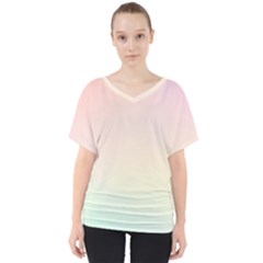 Rainbow Pastel, Purple, Gradient, Light, Led, Pink, Simple V-neck Dolman Drape Top