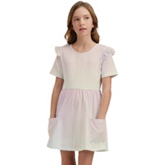 Rainbow Pastel, Purple, Gradient, Light, Led, Pink, Simple Kids  Frilly Sleeves Pocket Dress